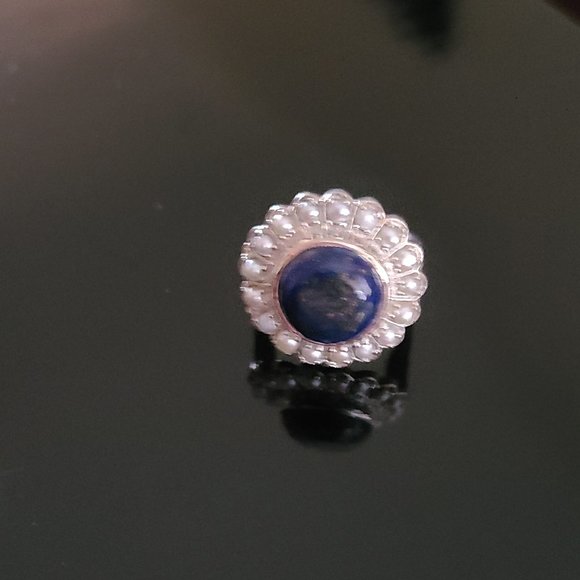 Lapis Lazuli Ring size 8 Sterling Silver -Vintage style jewelry-Wedding - Picture 3 of 4